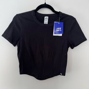 JoyLab Cropped Fit Short Sleeve Ribbed Tee Women’s Small